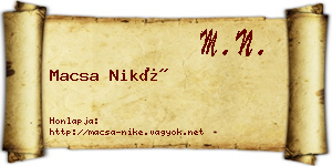 Macsa Niké névjegykártya